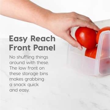 IRIS USA Clear Plastic Stackable Storage Bins, Large- 8 Pack, Open Front Fridge Pantry Kitchen Closet Cabinet Bathroom Organizer Basket for Organizing Snack, Cans, Office Supplies, and Coffee Pods