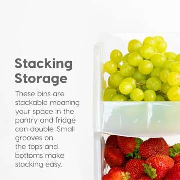 IRIS USA Clear Plastic Stackable Storage Bins, Large- 8 Pack, Open Front Fridge Pantry Kitchen Closet Cabinet Bathroom Organizer Basket for Organizing Snack, Cans, Office Supplies, and Coffee Pods