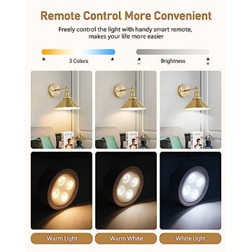 Bailoch Gold Vintage Wireless Battery Wall Sconces Set of 2