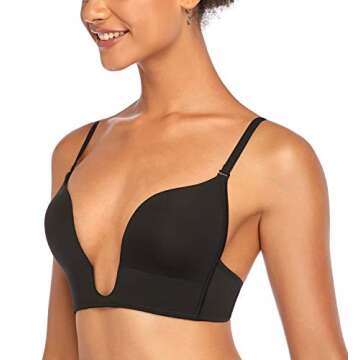 DotVol Women's Deep Plunge Bra - Convertible Push-Up Seamless U Shaped Wire Bra