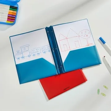 Heavy Duty Plastic Folders with 2 Pockets in Red and Blue