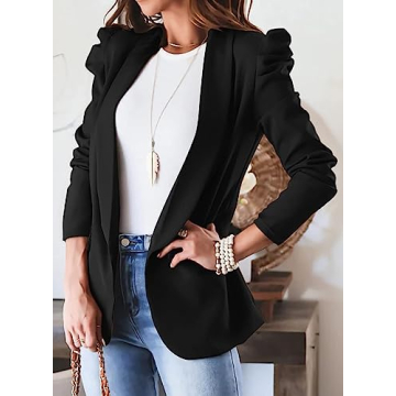 KIRUNDO Women's Casual Puff Sleeve Blazer for Office