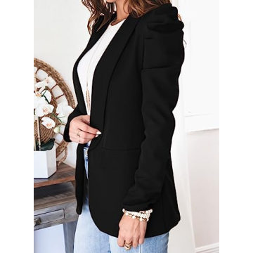 KIRUNDO Women's Casual Puff Sleeve Blazer for Office
