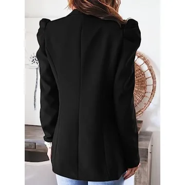 KIRUNDO Women's Casual Puff Sleeve Blazer for Office