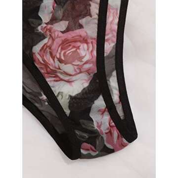 WDIRARA Women's Two Piece Floral Sheer Lace Lingerie Set Underwear Bra and Panty Set Multicolored a S
