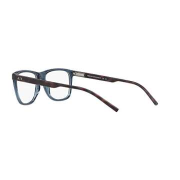 A|X ARMANI EXCHANGE Men's AX3048F Low Bridge Fit Rectangular Prescription Eyeglass Frames, Transparent Blue Dress/Demo Lens, 56 mm