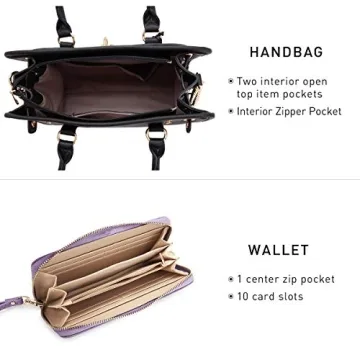 Dasein Vegan Leather Satchel with Matching Wallet for Women