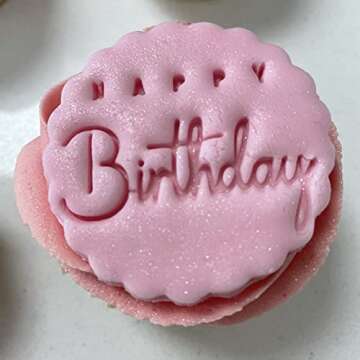 Happy Birthday Cookie Stamp Fondant Embosser 6cm (2.36 inches) Made in the UK for Baking, Cooking, Fondant, Icing, Cupcake, Cookie, Cake, Biscuits, Decoration
