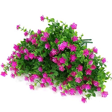 KLEMOO UV Resistant Faux Fuchsia Flowers 4 Pack
