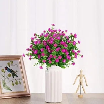KLEMOO UV Resistant Faux Fuchsia Flowers 4 Pack