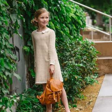 Hope & Henry Girls' Long Sleeve Bow Detail Sweater Dress Antique White