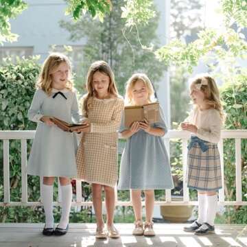 Hope & Henry Girls' Long Sleeve Bow Detail Sweater Dress Antique White