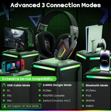 WESEARY 7.1 Wireless Gaming Headset with 50Hr Battery RGB