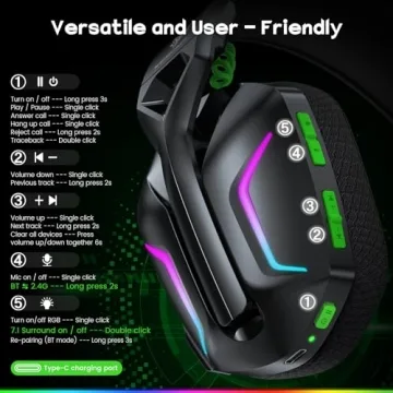 WESEARY 7.1 Wireless Gaming Headset with 50Hr Battery RGB