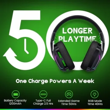 WESEARY 7.1 Wireless Gaming Headset with 50Hr Battery RGB