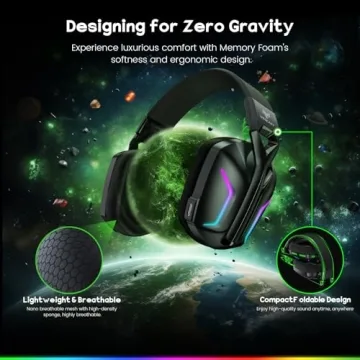 WESEARY 7.1 Wireless Gaming Headset with 50Hr Battery RGB