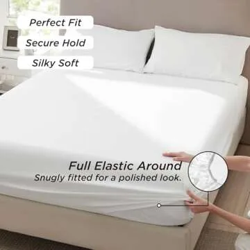 Bedsure Queen Sheet Set - 4 Pieces Soft Queen Size Sheets - Breathable & Cooling - Hotel Luxury - Easy Care Polyester Microfiber Bedding for Women, Men, Bright White