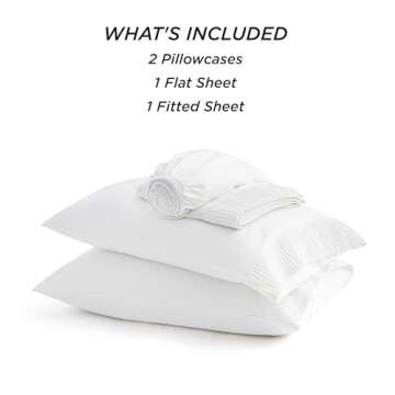 Bedsure Queen Sheet Set - 4 Pieces Soft Queen Size Sheets - Breathable & Cooling - Hotel Luxury - Easy Care Polyester Microfiber Bedding for Women, Men, Bright White