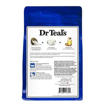 Dr. Teal's Epsom Salt Shea Butter Almond Oil Bath Soaking Solution with Essential Oils - Pack of 2, 3 lb Resealable Bags - Soften and Moisturize Your Skin, Relieve Stress and Sore Muscles