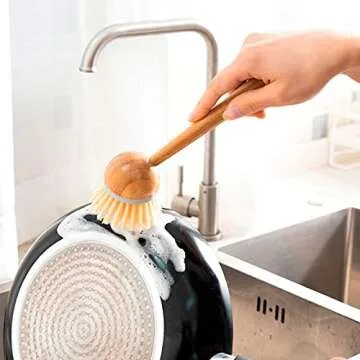 CLEACE Eco-Friendly Bamboo Kitchen Dish Brush Pack of 2
