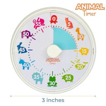 Animal Visual Timer and Color Timer for Kids, Preschoolers & Toddlers - Silent Classroom and Home 60...