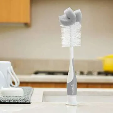 Munchkin® Tidy Dry™ Baby Bottle Drying Rack and 2pk Sponge™ Bottle Brush, Grey