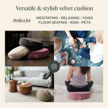 Mindful & Modern Velvet Meditation Cushion for Comfort