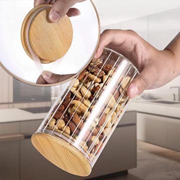 Airtight Glass Jars Set with Bamboo Spoons for Kitchen