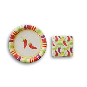Colorful Chili Peppers Party Supply Kit - Plates and Beverage Napkins