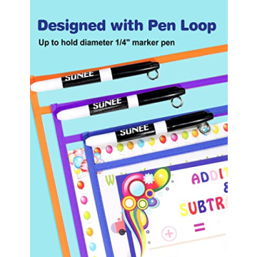 SUNEE 30 Packs Oversized Reusable Dry Erase Pocket Sleeves