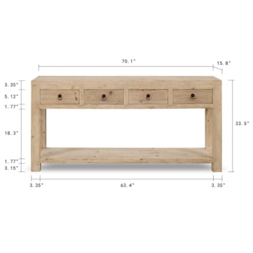 Handcrafted 70" Long Capri Sideboard with 4 Drawers