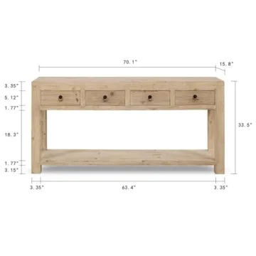 Handcrafted 70" Long Capri Sideboard with 4 Drawers