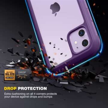 Diaclara Rugged iPhone 11 Case with Screen Protector