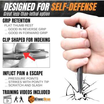 Self Defense Tactical EDC Pen, Car Window Glass Breaker, Emergency & Survival Military Pens For All Weather With 2 Ink cartridges, Cool Gadget for Men and Women