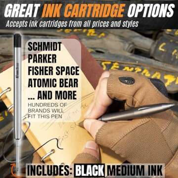 Self Defense Tactical EDC Pen, Car Window Glass Breaker, Emergency & Survival Military Pens For All Weather With 2 Ink cartridges, Cool Gadget for Men and Women