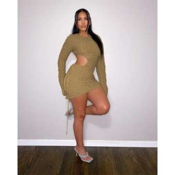 Volemo Women Hollow Out Adjustable Mini Dress for Parties