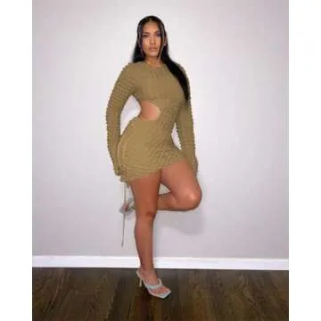 Volemo Women Hollow Out Adjustable Mini Dress for Parties