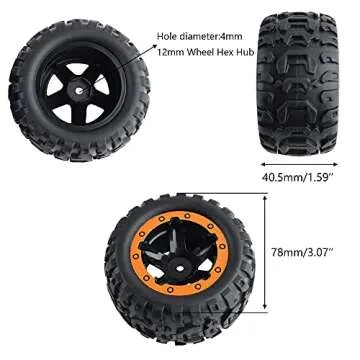 GDOOL M16055 Left & Right Wheel Tire Set Complete for 16889 16890 16890A 16889A RC Cars Accessories Spare Parts(2 PCS)