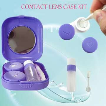 Erewa 4 Pack Colorful Contact Lens Case Kit with Mirror Durable, Compact, Portable Soak Storage Kit