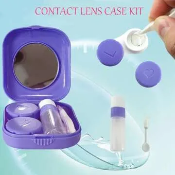 Erewa 4 Pack Colorful Contact Lens Case Kit with Mirror Durable, Compact, Portable Soak Storage Kit
