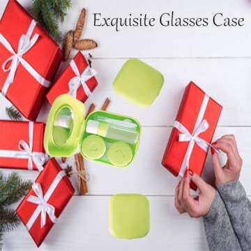 Erewa 4 Pack Colorful Contact Lens Case Kit with Mirror Durable, Compact, Portable Soak Storage Kit