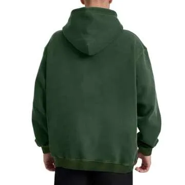 Hatant Oversized Hoodie Sweatshirts for Men Couples Heavyweight Hoodies Pullover Vintage Mens Acid Wash Sweaters Hoodies with Pocket Men's Fashion Hoodies Sweatshirts 2025 Dark Green-L