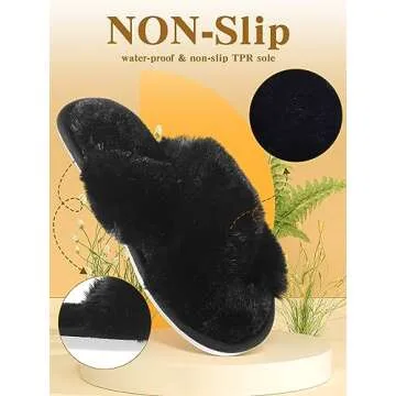 Liitrsh 8 Pairs Women's Cross Band Slippers Fuzzy House Slippers Plush Furry Bridesmaid Shoes Open T...