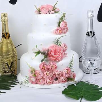 Crafare 5 Tier Round Foam Cake Dummy Decorating 4“ 6” 8“ 10” 12“ Supplies for Wedding Baby Shower Birthday Party Cake Decoration 17.7 Inches Tall