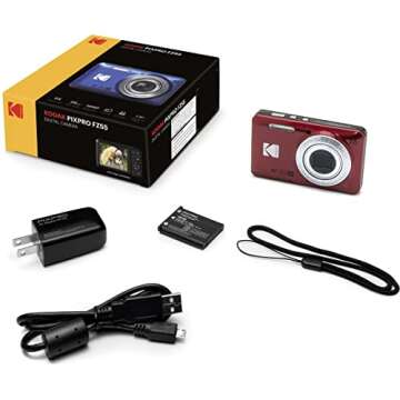 KODAK PIXPRO FZ55-BK 16MP Digital Camera 5X Optical Zoom 28mm Wide Angle 1080P Full HD Video 2.7" LCD Vlogging Camera. Bundle with SD Card and Slinger Camera Bag