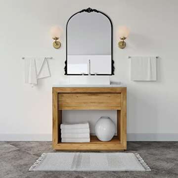 Elegant Black Arched Mirror for Home Decor and Vanity