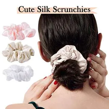SOBONNY Mulberry Silk Hair Ties - Frizz Prevention, Sleep Accessories for Women (Beige, White, Pink,...