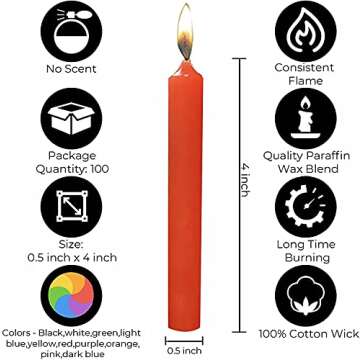 Dinil Spell & Chime Candles 100 Assorted Colors for Rituals