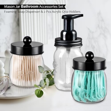SheeChung Mason Jar Bathroom Accessories Set for Home