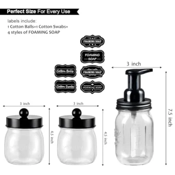 SheeChung Mason Jar Bathroom Accessories Set for Home